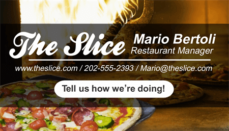 Restaurant Business Cards Catering Signazon Pizzeria Manager Business Card 1583 1