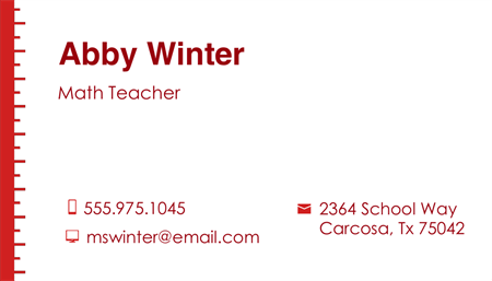 teacher business card template